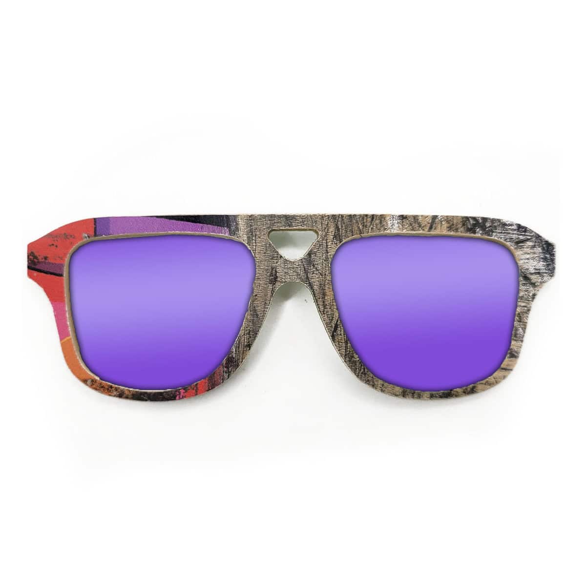 Aviator Style Recycled Wooden Skateboard Glasses - Image 2