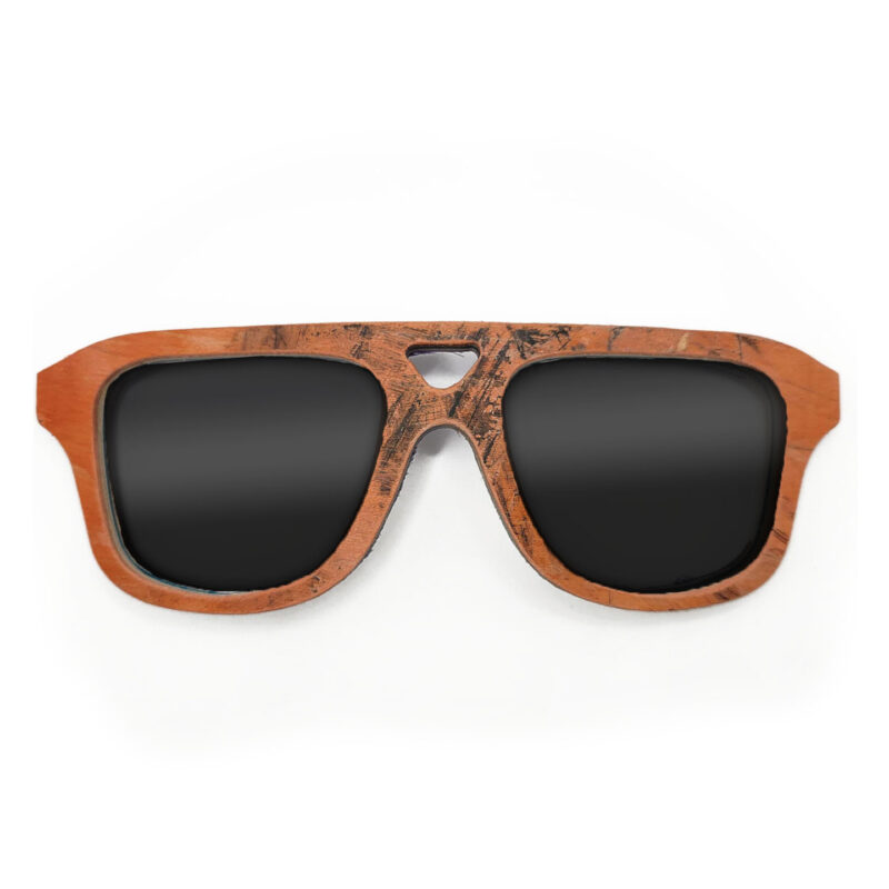 Aviator Style Recycled Wooden Skateboard Glasses