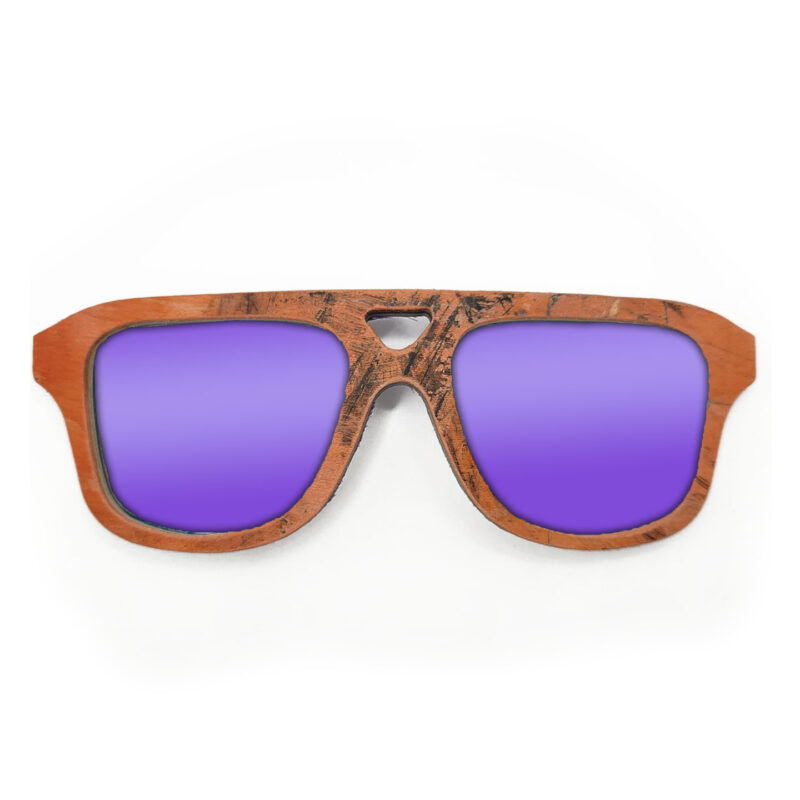 Aviator Style Recycled Wooden Skateboard Glasses