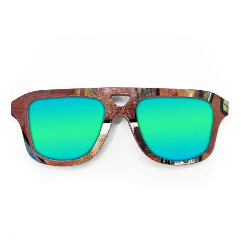 Aviator Style Recycled Wooden Skateboard Glasses
