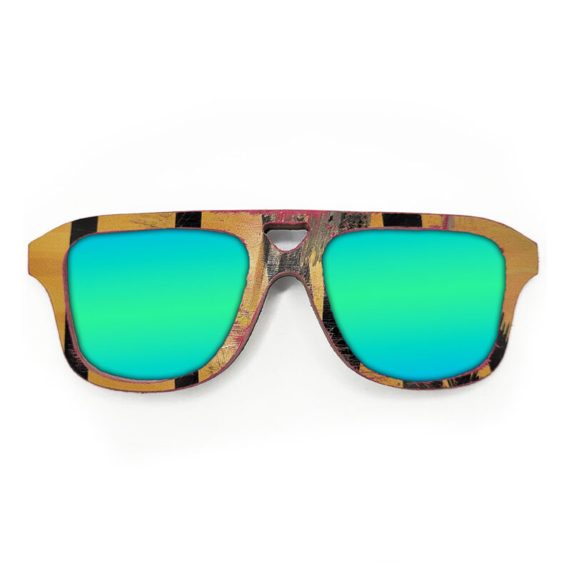 Aviator Style Recycled Wooden Skateboard Glasses