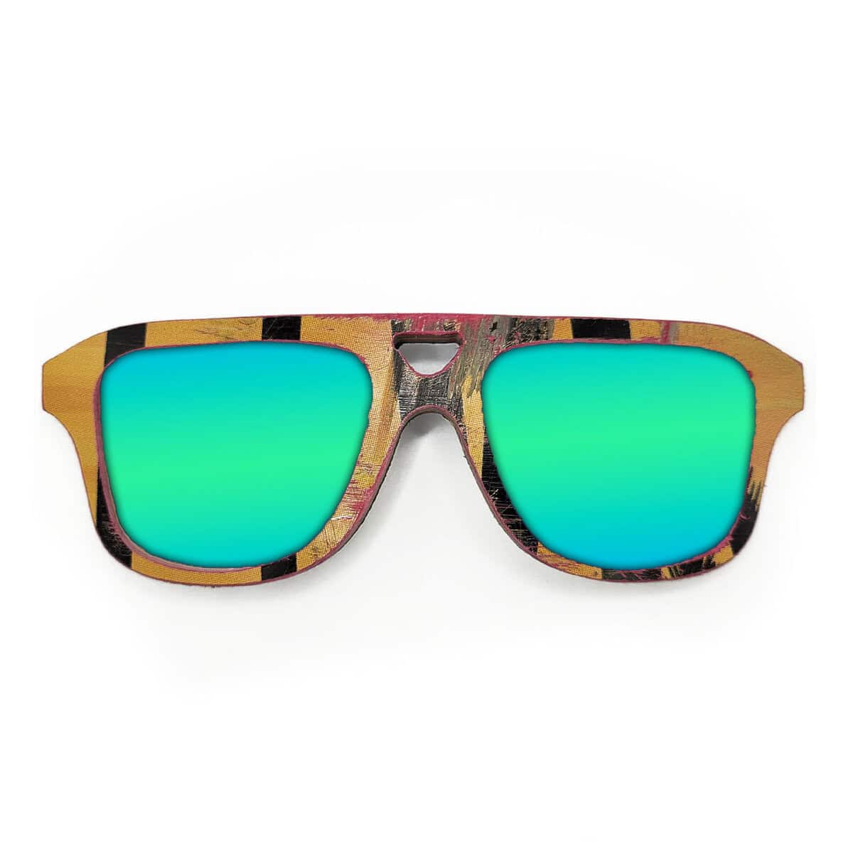 Aviator Style Recycled Wooden Skateboard Glasses - Image 2