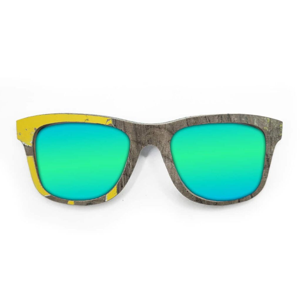Wayfarer Style Recycled Wooden Skateboard Glasses