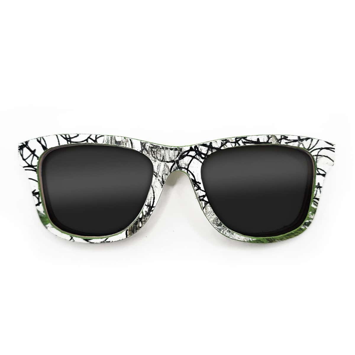 Wayfarer Style Recycled Wooden Skateboard Glasses (Large) - Image 1