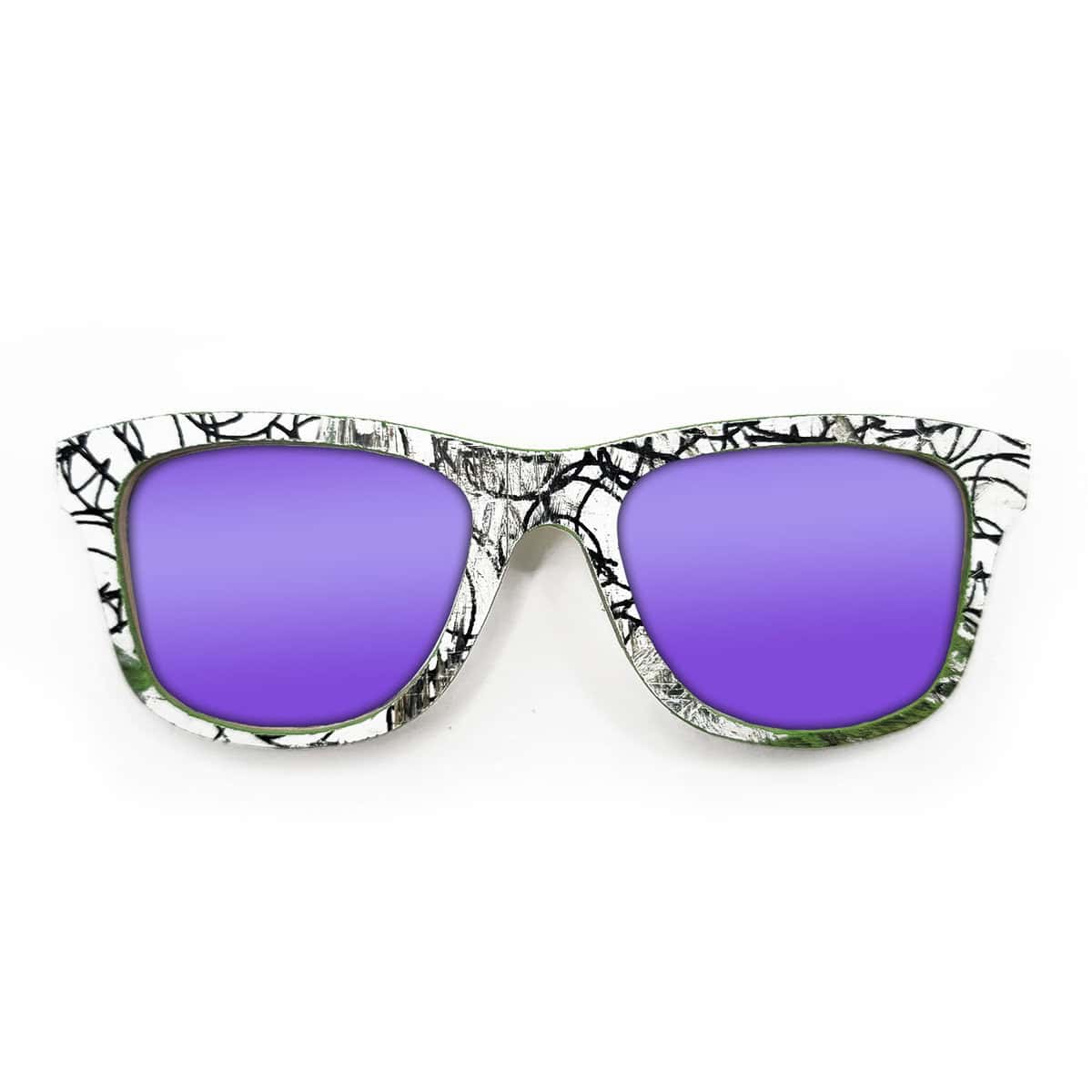 Wayfarer Style Recycled Wooden Skateboard Glasses (Large) - Image 2