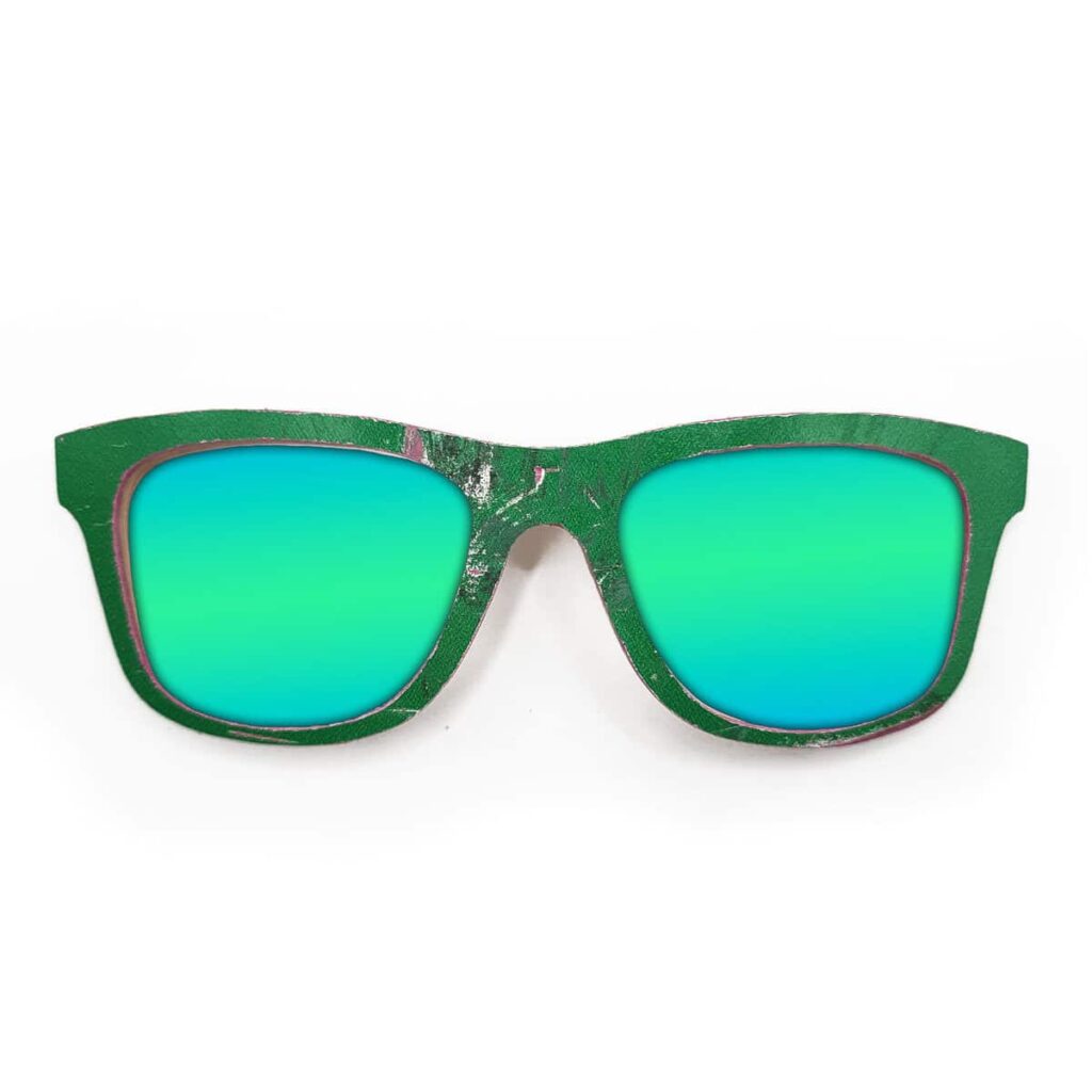 Wayfarer Style Recycled Wooden Skateboard Glasses (Large)