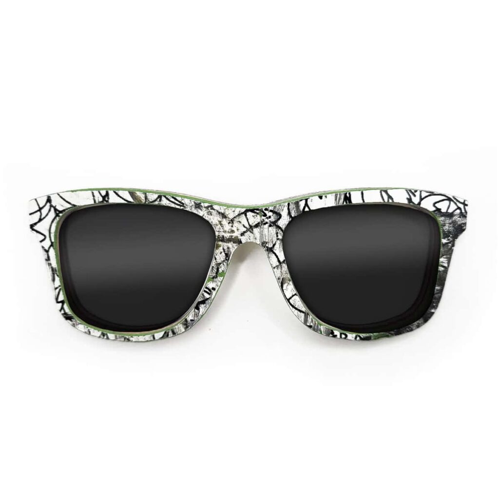 Wayfarer Style Recycled Wooden Skateboard Glasses (Large)