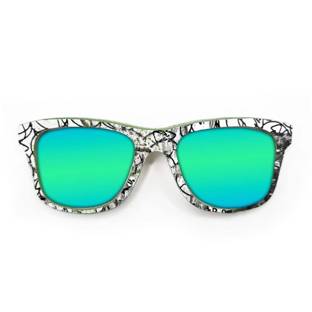 Wayfarer Style Recycled Wooden Skateboard Glasses (Large)