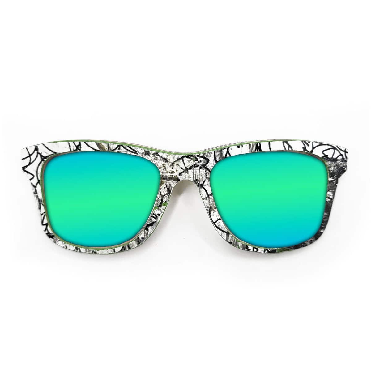 Wayfarer Style Recycled Wooden Skateboard Glasses (Large) - Image 2