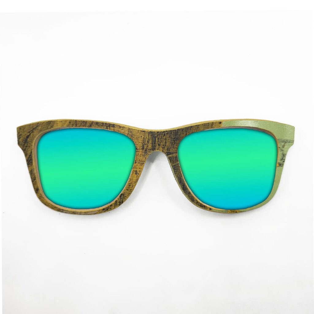 Wayfarer Style Recycled Wooden Skateboard Glasses (Large)