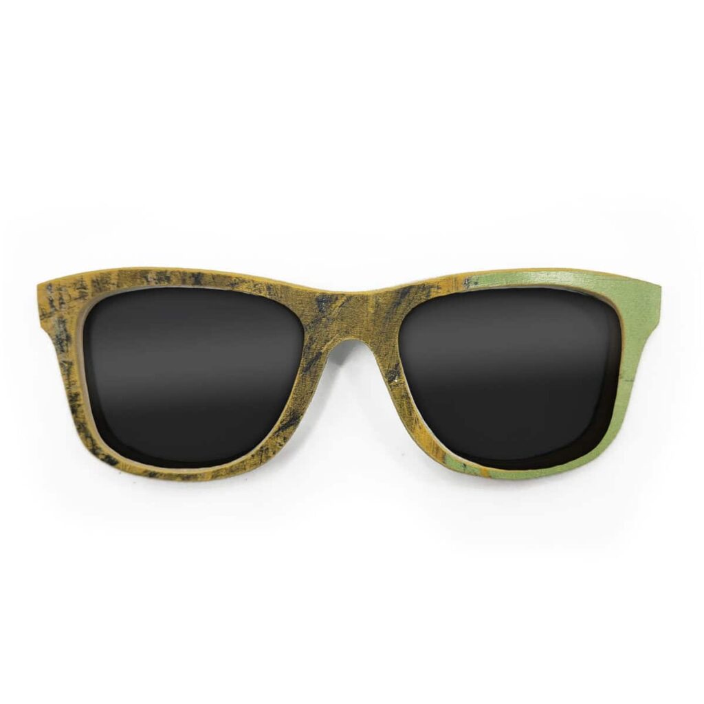 Wayfarer Style Recycled Wooden Skateboard Glasses (Large)