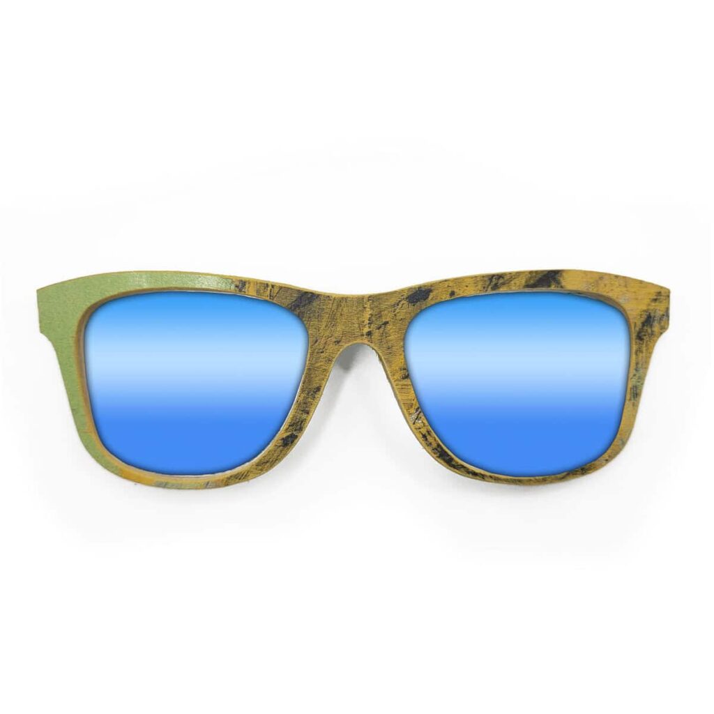 Wayfarer Style Recycled Wooden Skateboard Glasses (Large)