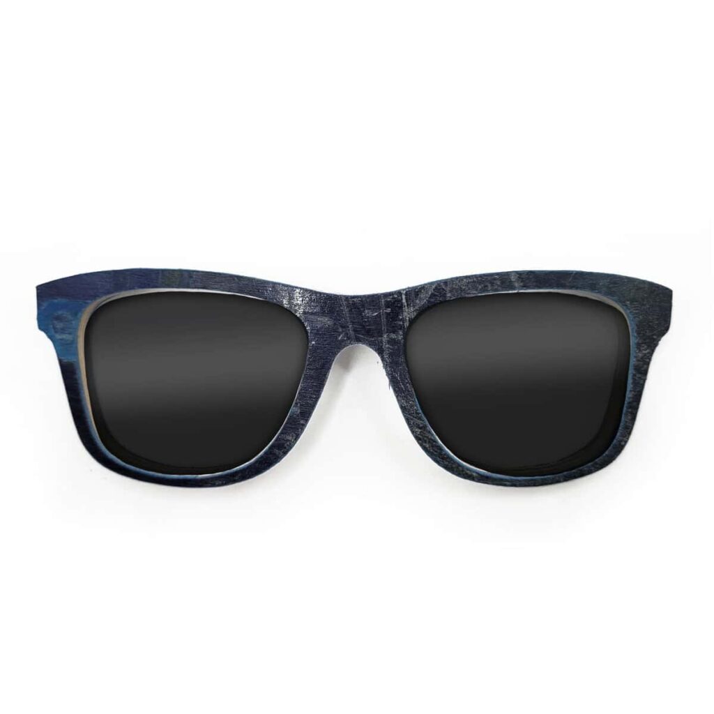 Wayfarer Style Recycled Wooden Skateboard Glasses (Large)