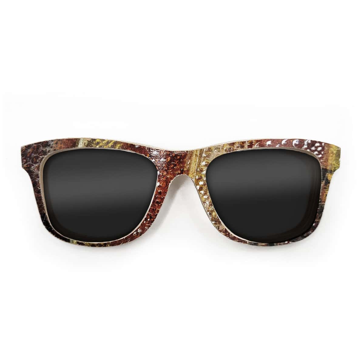 Wayfarer Style Recycled Wooden Skateboard Glasses (Large) - Image 1