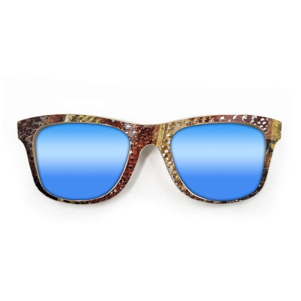 Wayfarer Style Recycled Wooden Skateboard Glasses (Large)