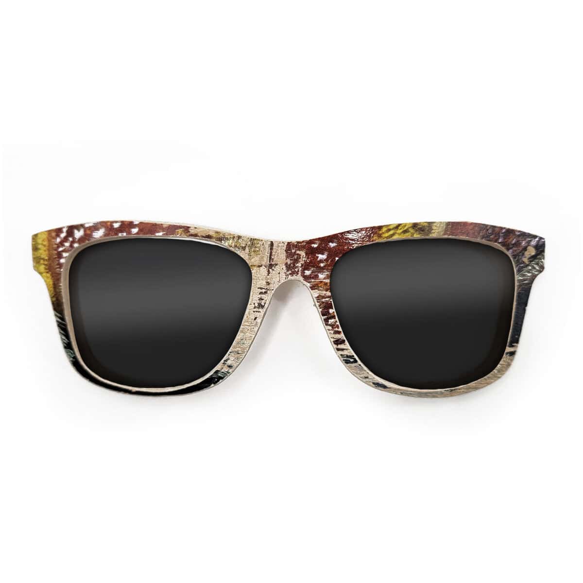 Wayfarer Style Recycled Wooden Skateboard Glasses (Large) - Image 1