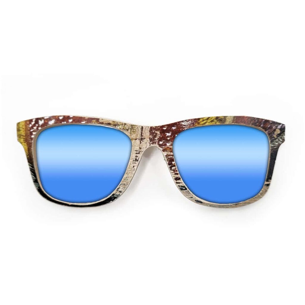 Wayfarer Style Recycled Wooden Skateboard Glasses (Large)