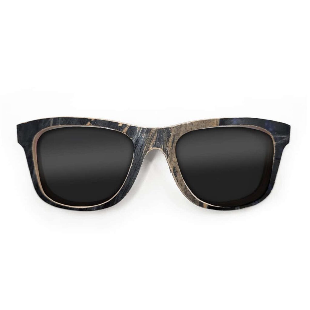 Wayfarer Style Recycled Wooden Skateboard Glasses (Large)