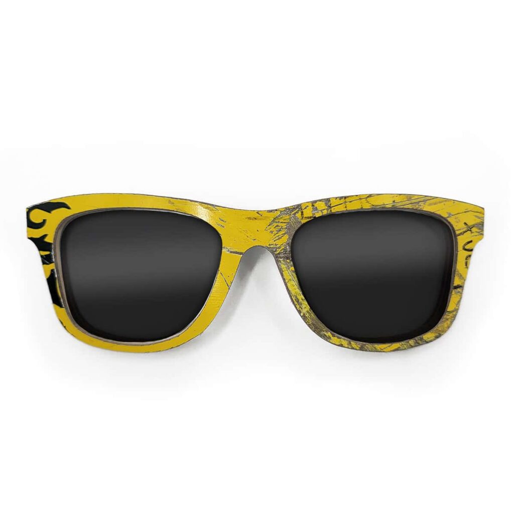 Wayfarer Style Recycled Wooden Skateboard Glasses (Large)