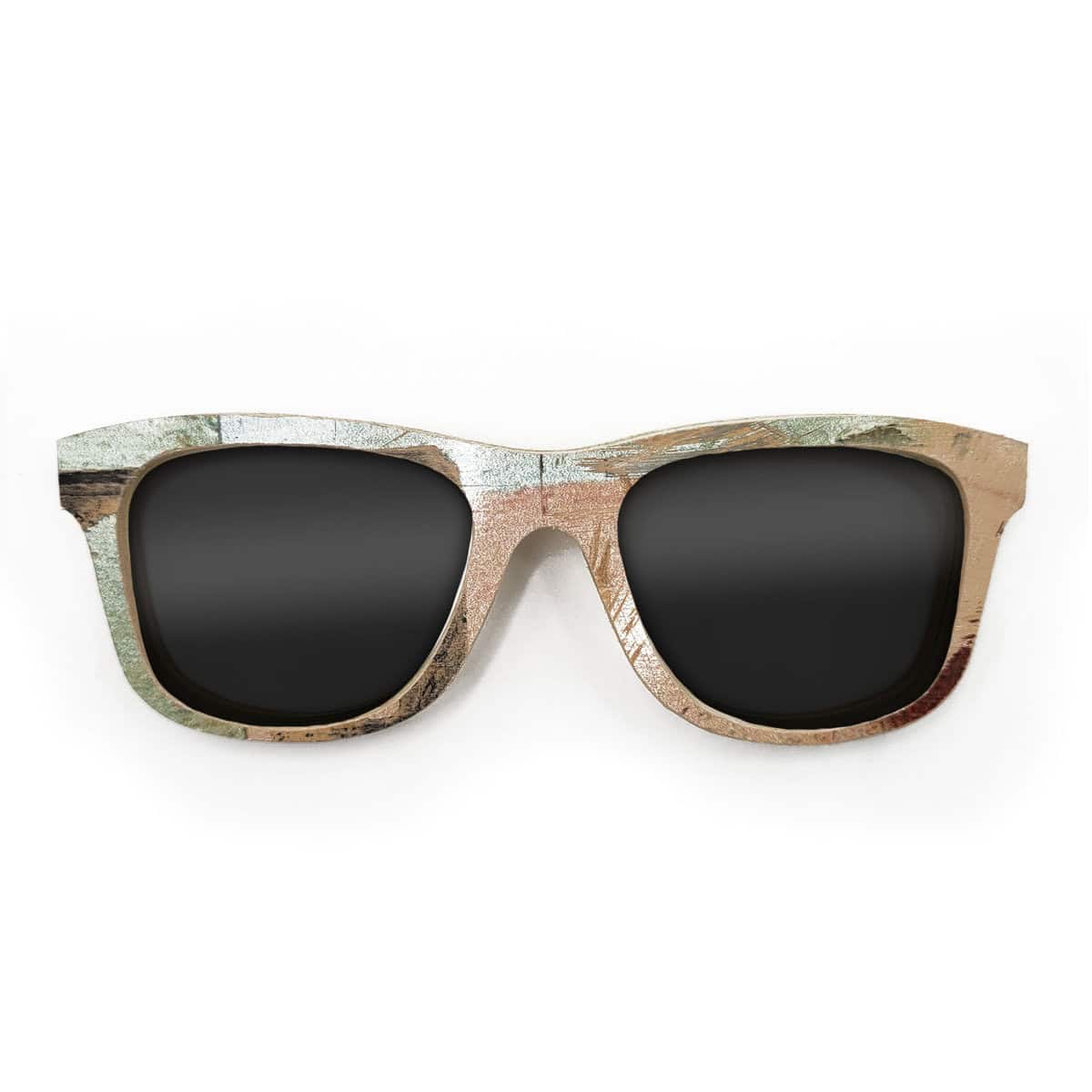 Wayfarer Style Recycled Wooden Skateboard Glasses (Large) - Image 1