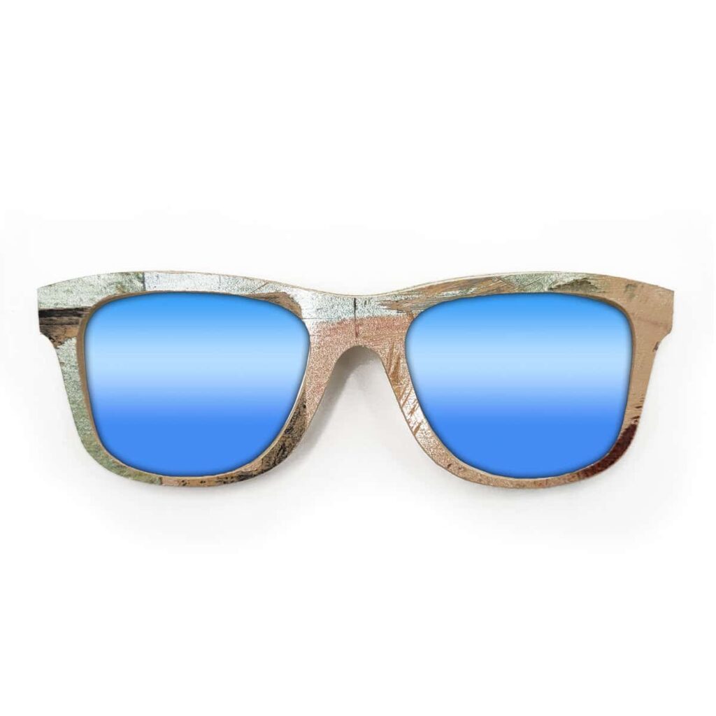 Wayfarer Style Recycled Wooden Skateboard Glasses (Large)