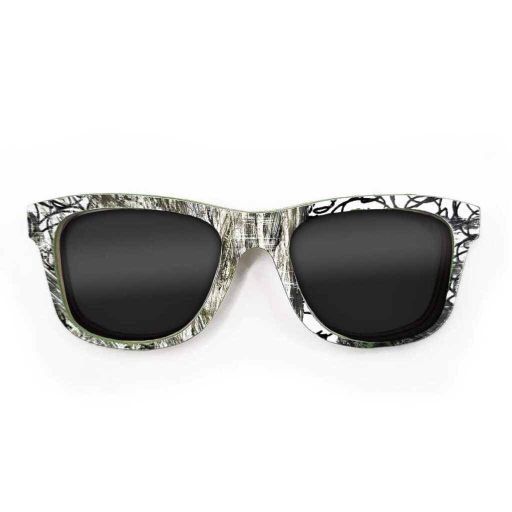 Wayfarer Style Recycled Wooden Skateboard Glasses (Large)