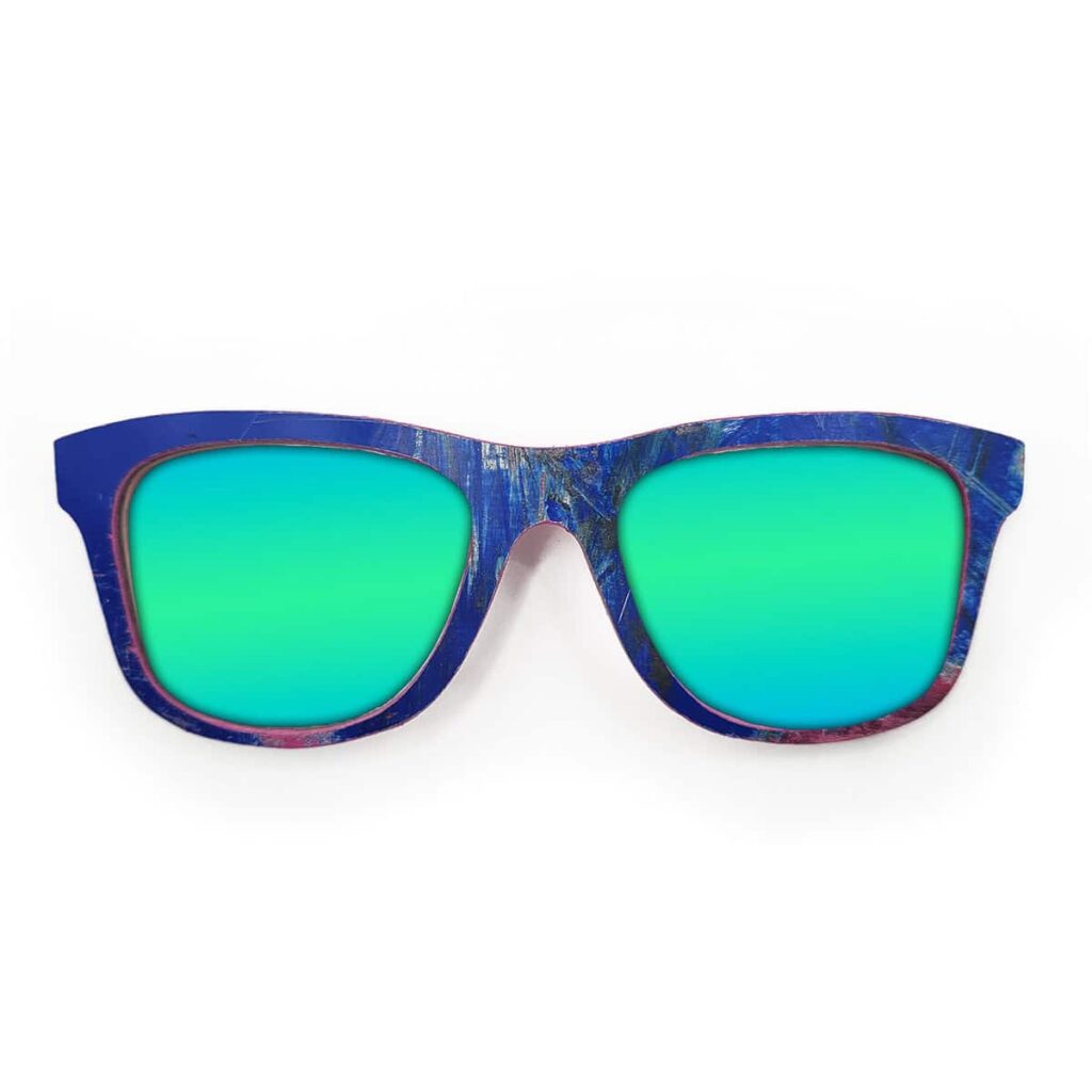 Wayfarer Style Recycled Wooden Skateboard Glasses (Large)
