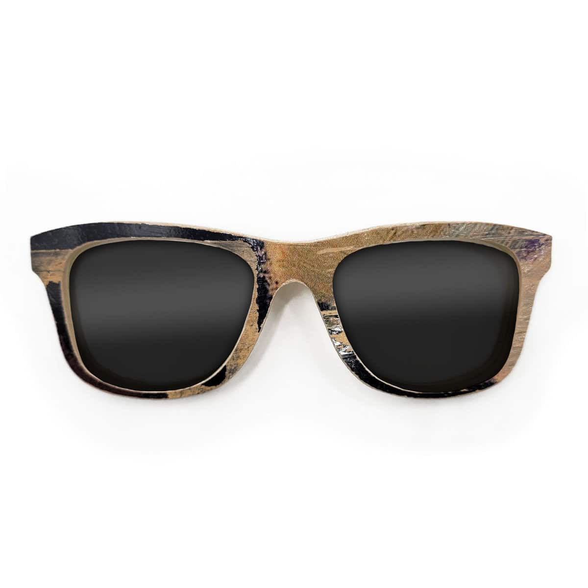 Wayfarer Style Recycled Wooden Skateboard Glasses (Large) - Image 1