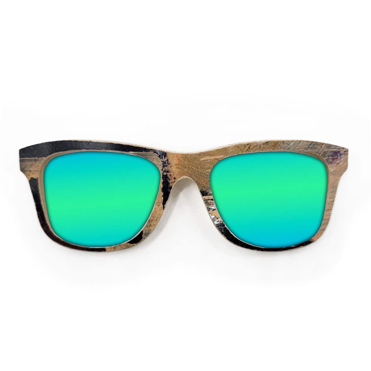 Wayfarer Style Recycled Wooden Skateboard Glasses (Large) - Image 2