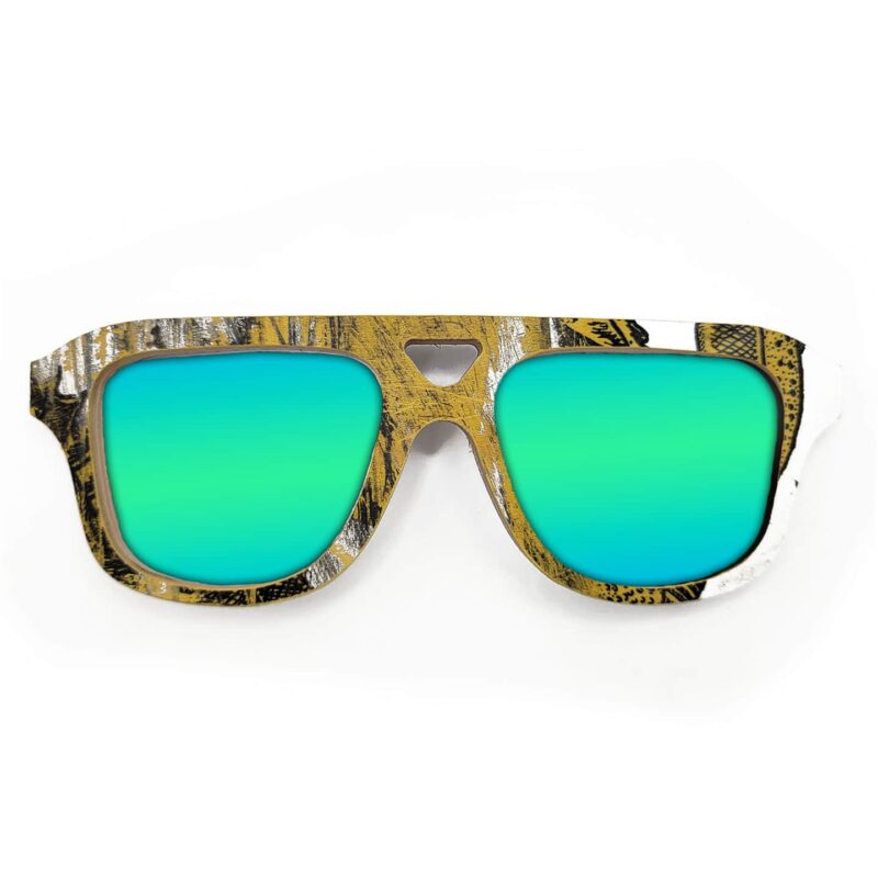 Aviator Style Recycled Wooden Skateboard Glasses - Image 2