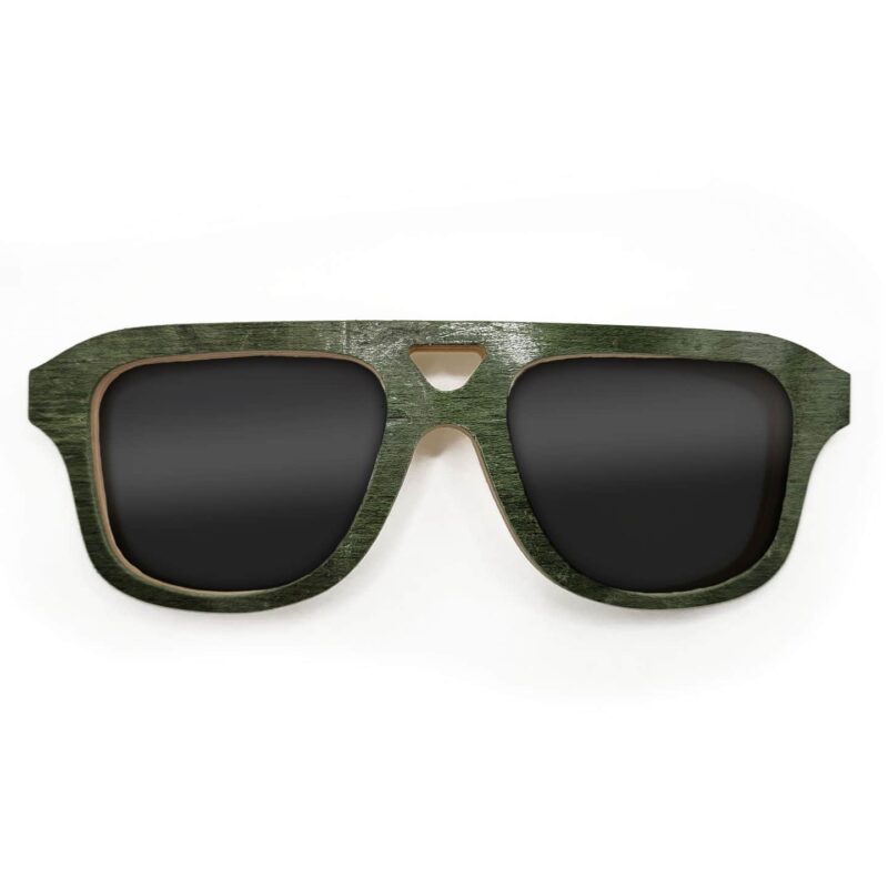 Aviator Style Recycled Wooden Skateboard Glasses
