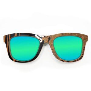 Wayfarer Style Recycled Wooden Skateboard Glasses (Large)
