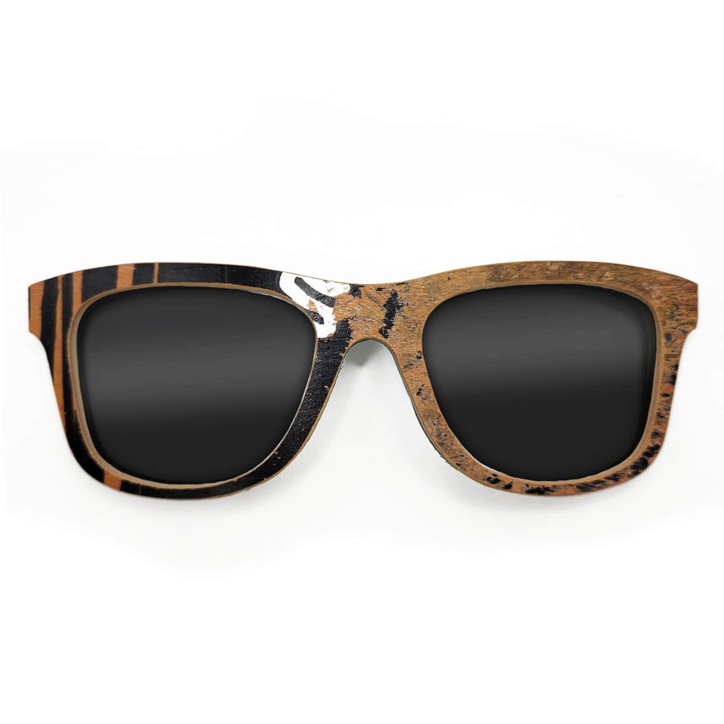 Wayfarer Style Recycled Wooden Skateboard Glasses (Large) - Image 1