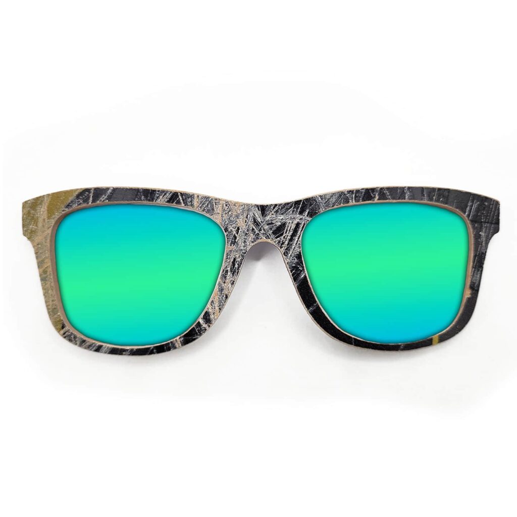 Wayfarer Style Recycled Wooden Skateboard Glasses (Large)