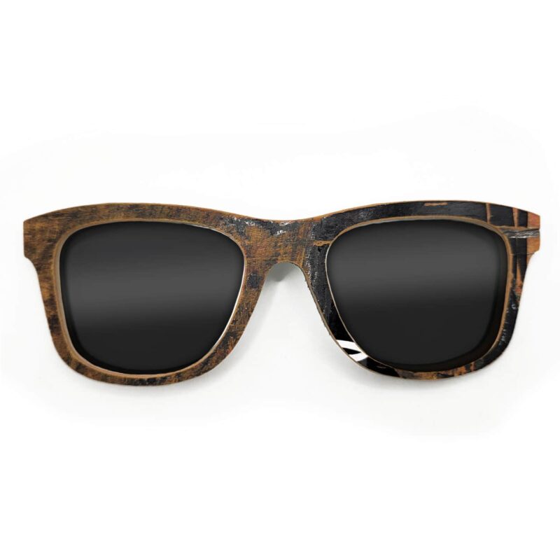 Wayfarer Style Recycled Wooden Skateboard Glasses (Large)