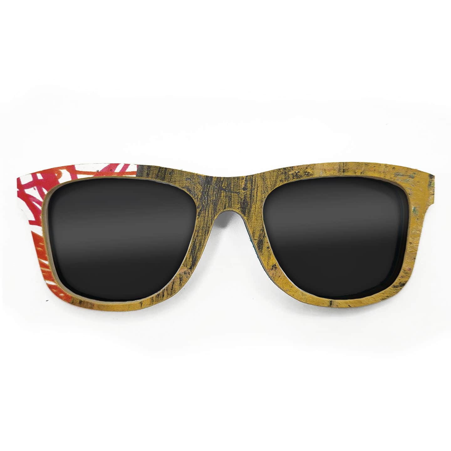Wayfarer Style Recycled Wooden Skateboard Glasses (Large) - Image 1