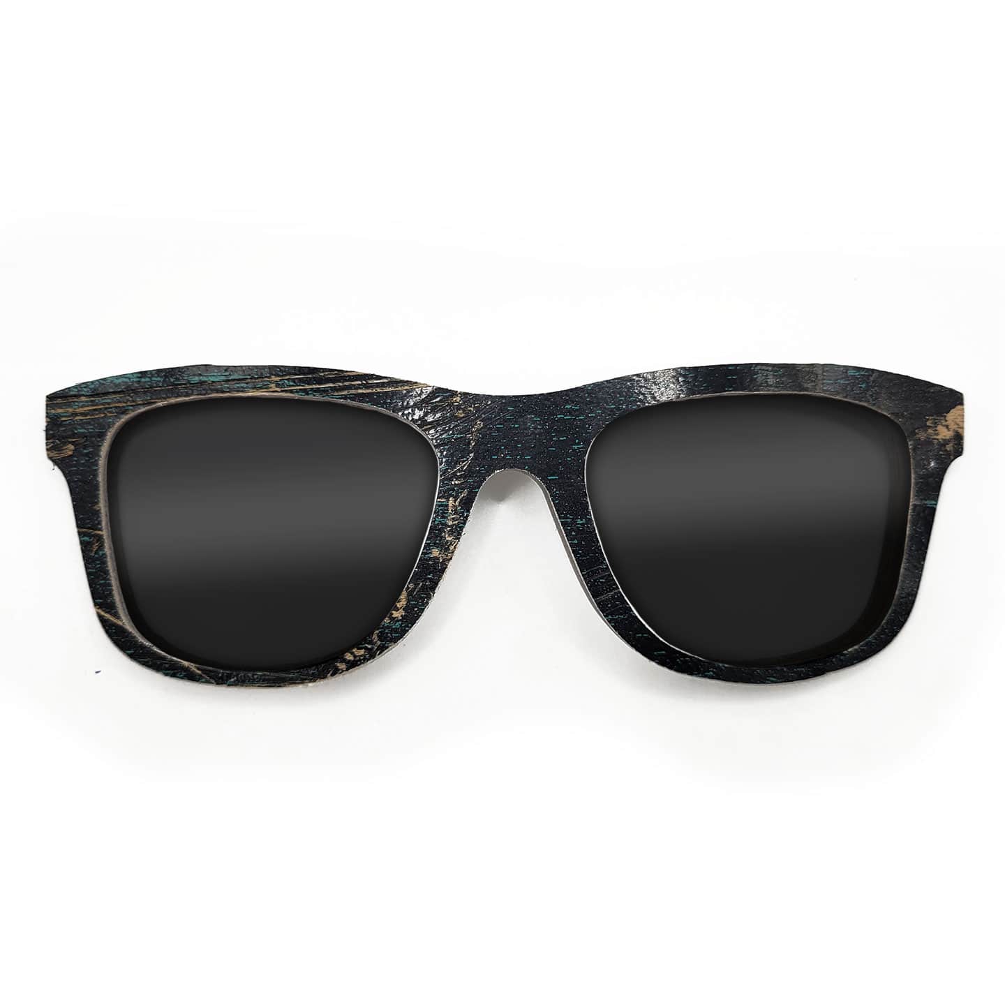 Wayfarer Style Recycled Wooden Skateboard Glasses (Large) - Image 1