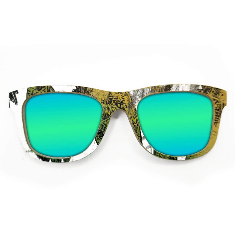 Wayfarer Style Recycled Wooden Skateboard Glasses (Large) - Image 2