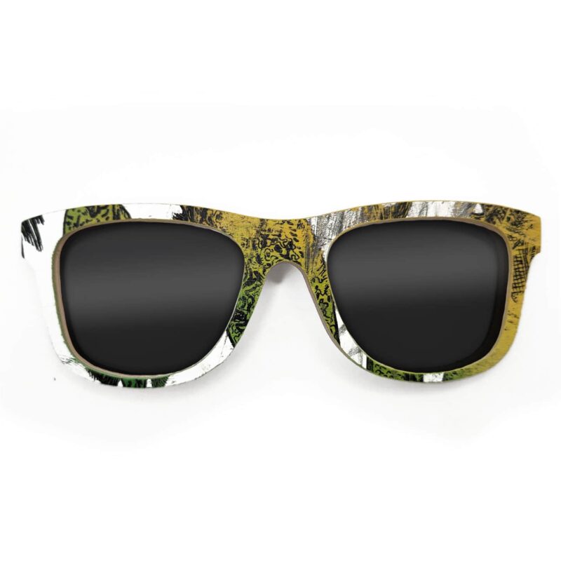 Wayfarer Style Recycled Wooden Skateboard Glasses (Large)