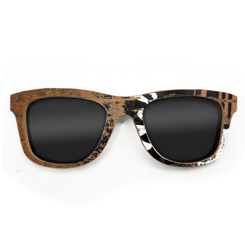 Wayfarer Style Recycled Wooden Skateboard Glasses (Large)