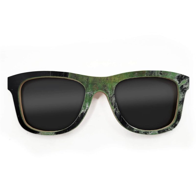 Wayfarer Style Recycled Wooden Skateboard Glasses (Large)