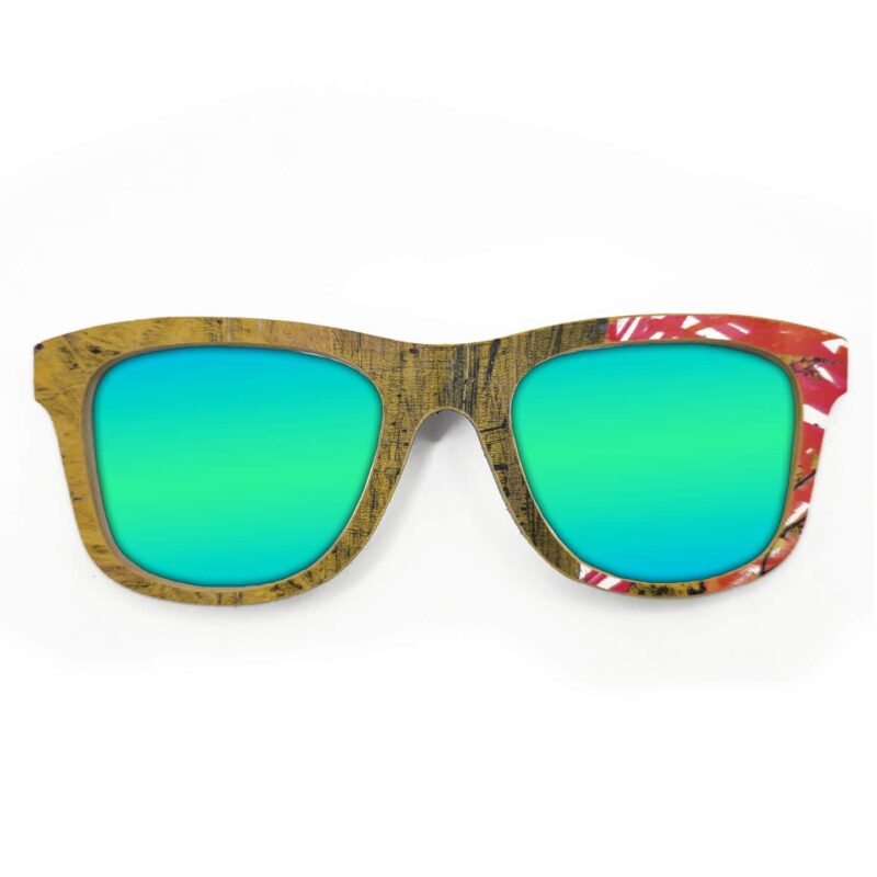 Wayfarer Style Recycled Wooden Skateboard Glasses (Large) - Image 2