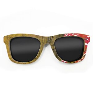 Wayfarer Style Recycled Wooden Skateboard Glasses (Large)