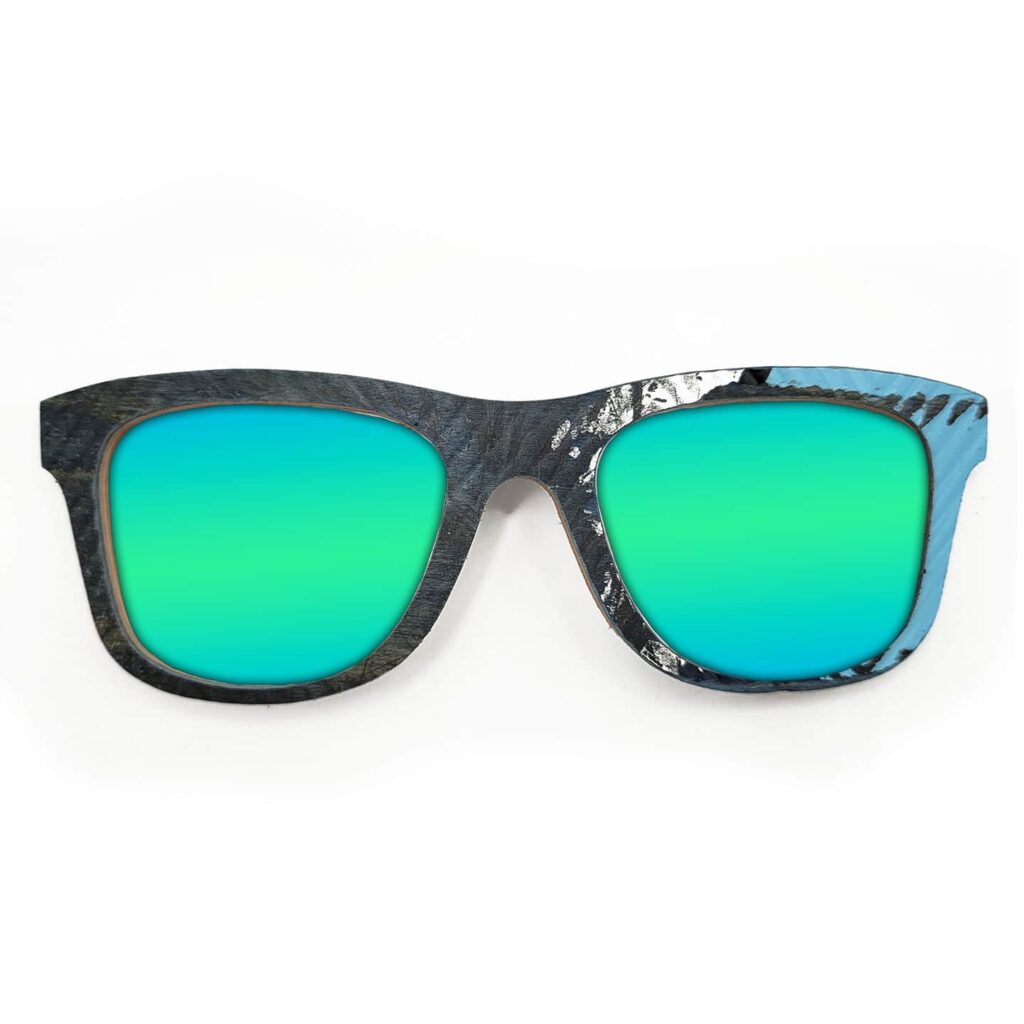 Wayfarer Style Recycled Wooden Skateboard Glasses (Large)
