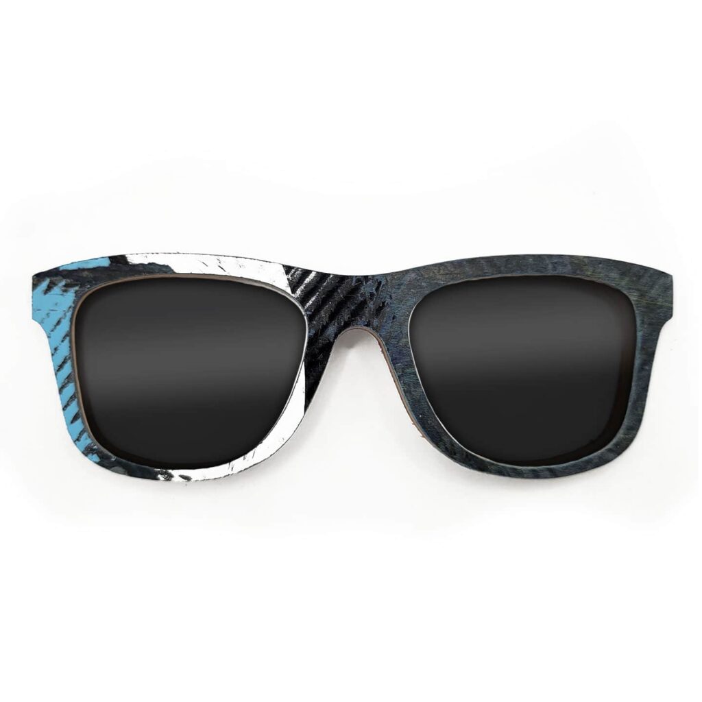 Wayfarer Style Recycled Wooden Skateboard Glasses (Large)