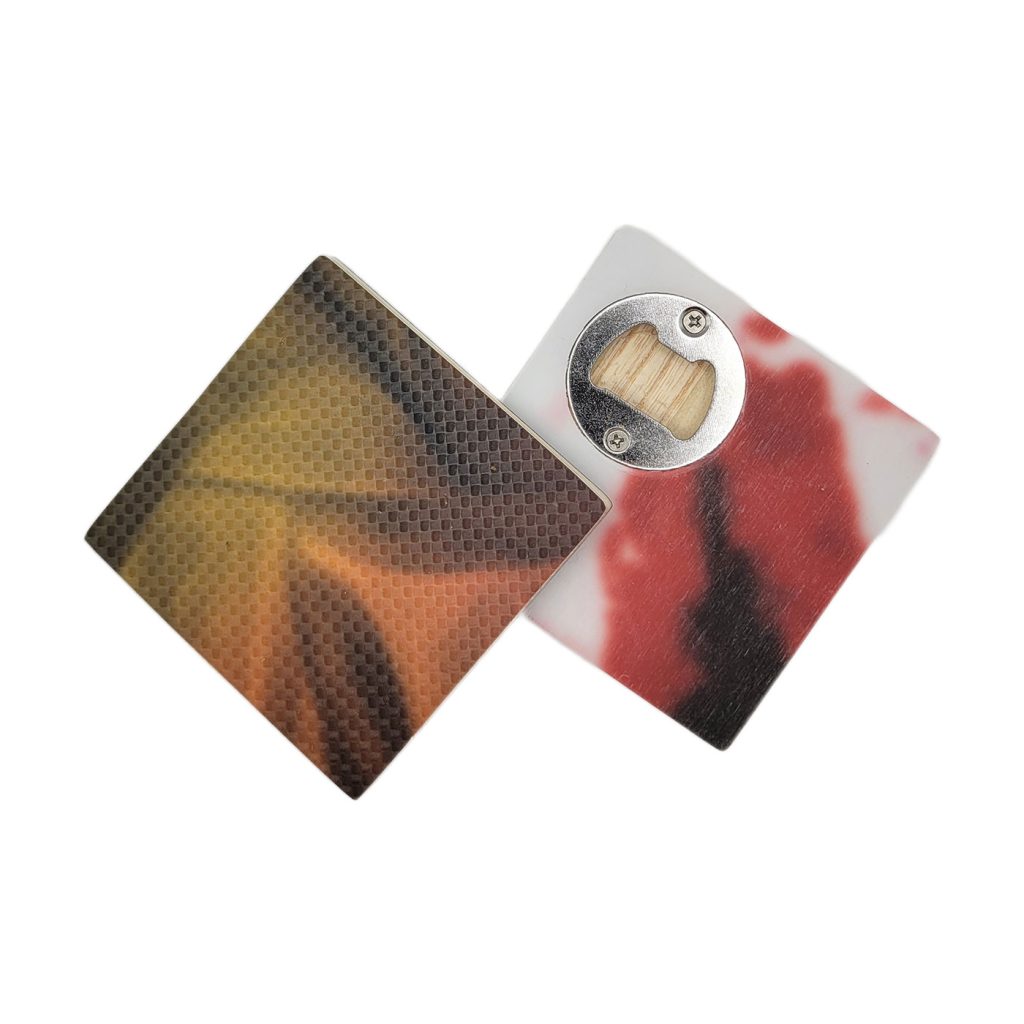 Snowboard Coasters (set of two w/ bottle opener)