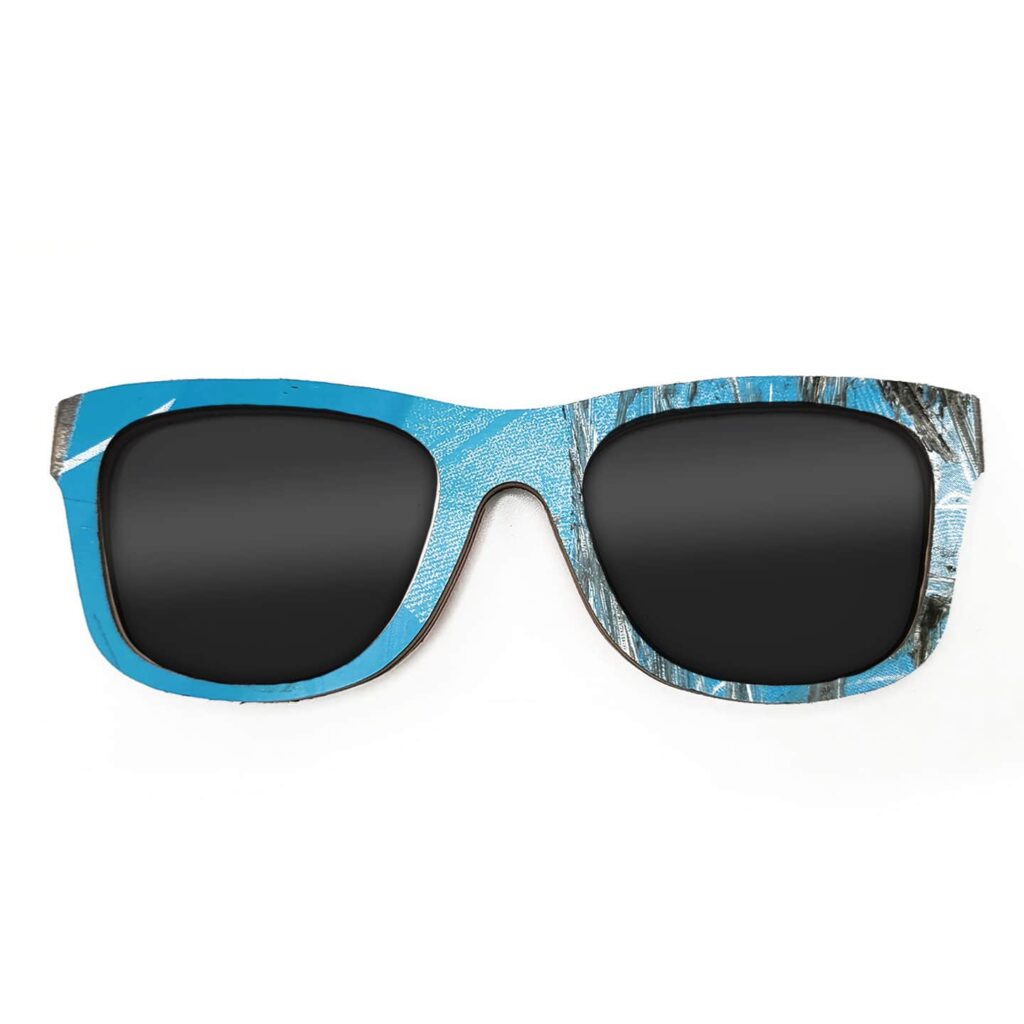 Wayfarer Style Recycled Wooden Skateboard Glasses (Large)