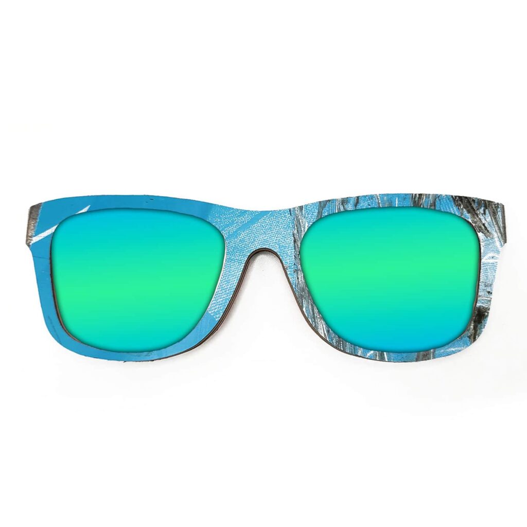 Wayfarer Style Recycled Wooden Skateboard Glasses (Large)