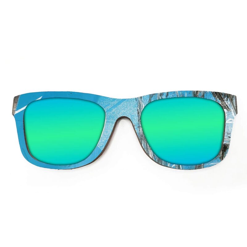 Wayfarer Style Recycled Wooden Skateboard Glasses (Large) - Image 2