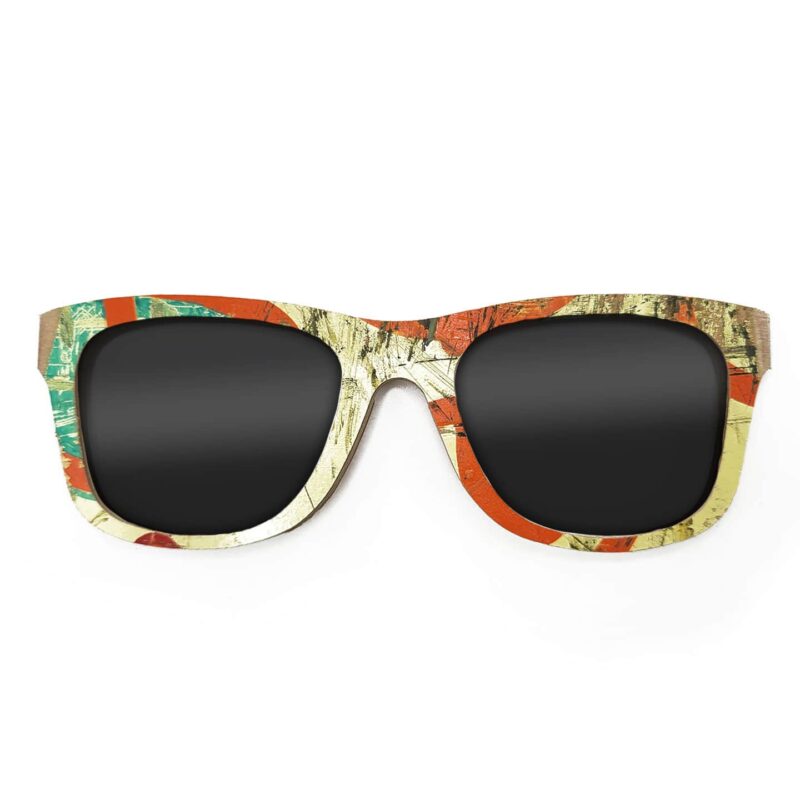 Wayfarer Style Recycled Wooden Skateboard Glasses (Large) - Image 1